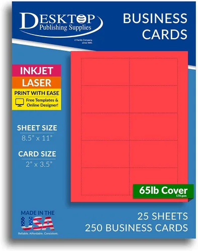 Miniatura 13 de 250 tarjetas de visita azul brillante de 3.5 x 2 pulgadas, hojas de papel de tarjetas de visita en blanco de colores imprimibles, tarjetas de visita