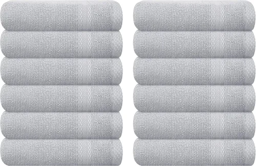 Miniatura 89 de GLAMBURG - Juego de 12 toallas faciales ultrasuaves de 13 x 13 pulgadas, 100% algodón, duraderas y altamente absorbentes, ideales para baño, cocina