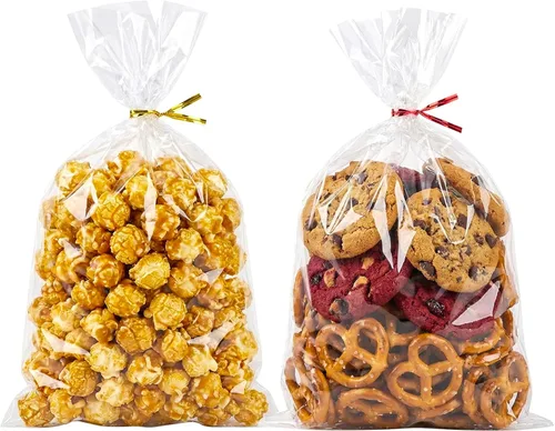 Miniatura 22 de Morepack Bolsas de celofán, 6 x 12 pulgadas, 200 bolsas de celofán con lazos para amarrarlas, de plástico, para poner postres, pastelería, dulces