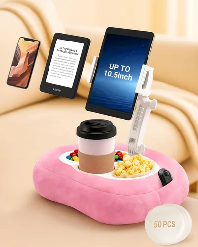 Miniatura 10 de Soporte de almohada Kindle para cama, soporte ajustable para tableta y teléfono para iPad, Kindle, sofá, soporte para aperitivos y bebidas, 50