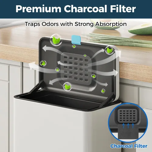 Miniatura 4 de Basurero colgante de acero inoxidable con tapa y cubo interior, contenedor de compost de cocina de 2 galones para encimera, debajo del fregadero