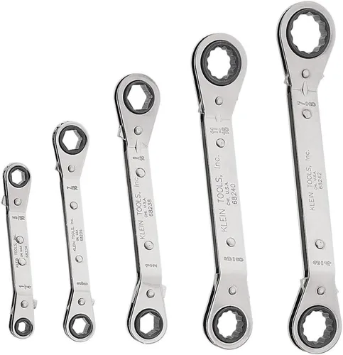 Miniatura 7 de Klein Tools 68245 Juego de llaves de trinquete reversibles, fabricadas en Estados Unidos, 5 piezas, color negro