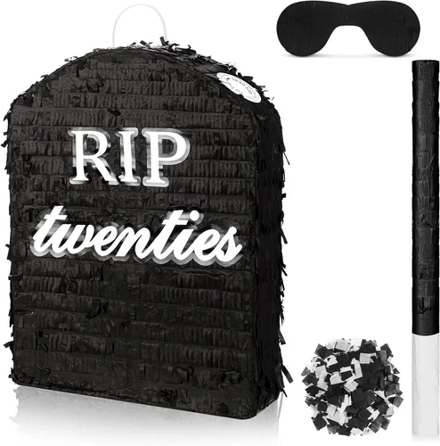 Sratte 4 Piñatas Rip Twenties de 10 x 14.8 x 2.7 pulgadas, Piñata funeraria de la muerte a mis 20 para hombres y mujeres, fiesta de cumpleaños