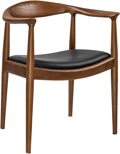 Miniatura 12 de Kennedy - Sillón tapizado de piel sintética, silla de comedor de estilo moderno de mediados de siglo, adecuada para cocina, comedor, oficina (negro)
