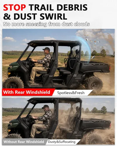 Miniatura 2 de StarknightMT Parabrisas trasero compatible con Can-Am Defender 2016-2026, ventana trasera de policarbonato resistente a prueba de rayos UV para HD5