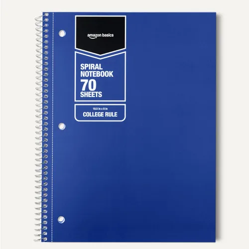 Miniatura 5 de Amazon Basics Cuadernos espirales con rayas universitarias, 70 hojas, 8 x 10.5 pulgadas, páginas perforadas, varios colores sólidos primarios