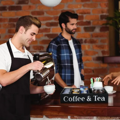 Miniatura 6 de Soaoo Organizador de estación de café, soporte de madera para café y té, accesorios de encimera con 4 divisores extraíbles, organizador