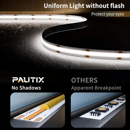 Miniatura 2 de PAUTIX Tira LED COB de 24 pies/24.6 ft, tira de luces LED blancas Dailylight de 6000 K, cinta LED súper brillante regulable, luces LED DC24V
