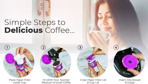 Miniatura 6 de Perfect Pod EZ-Cup 2.0 Filtros de café de papel desechables para cápsulas de café reutilizables de una sola porción, paquete de 6 (300 unidades)