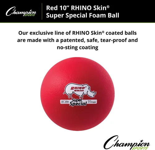 Miniatura 4 de Champion Sports Pelota de piel de rinoceronte súper especial, color rojo, 10 pulgadas
