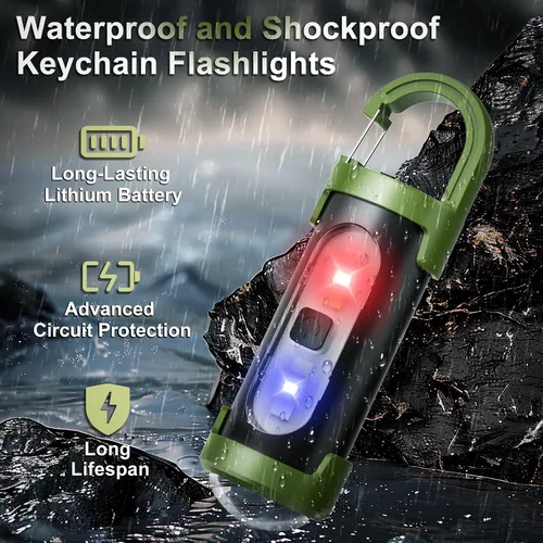 Miniatura 3 de Paquete de 5 linternas recargables de llavero, mini linternas EDC de alto lumen con 4 modos de luz, mini llavero LED linterna USB para camping