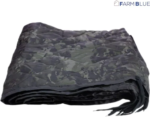 Miniatura 3 de Farm Blue Manta militar de camuflaje negro para acampar, manta táctica Woobie manta poncho, ligera, multifuncional, mantas para todo tipo de clima