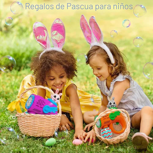 Miniatura 6 de Juguete de pistola de burbujas para niños, paquete de 2 sopladores de burbujas de conejo con 10 recambios de solución de burbujas, máquina
