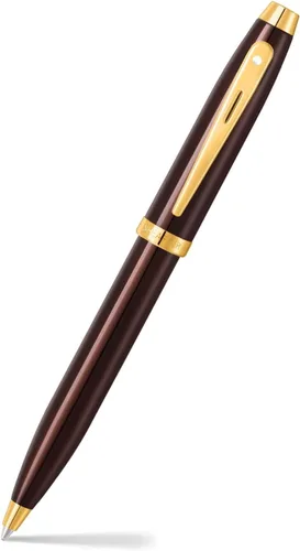 Sheaffer Gift 100 9370 - Bolígrafo color café brillante con ribete PVD dorado | Bolígrafo marrón café | Set de regalo de bolígrafo premium