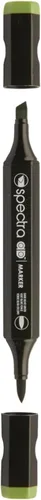 Miniatura 12 de AD Marker Chartpak Spectra, Tri-Nib y cepillo de doble punta, verde manzana, 1 cada uno (S044AD)
