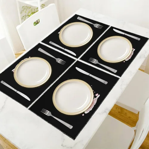 Miniatura 5 de Funny Pigs Cup Placemats Set of 6 Resistant Table Mats Washable Place Mats for Dinner Party Table Decoration