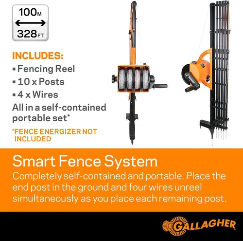 Miniatura 2 de Gallagher Smart Fence 2 Valla eléctrica portátil para contención de ganado Cercado temporal de campo de instalación rápida 328 pies de cercado