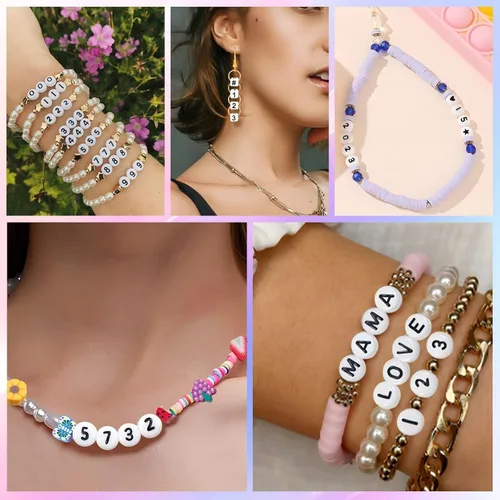 Miniatura 5 de 300 piezas de cuentas de número 0 redondas de 4x7mm, cuentas de número acrílico individual para hacer pulseras con dijes Redondo - 0