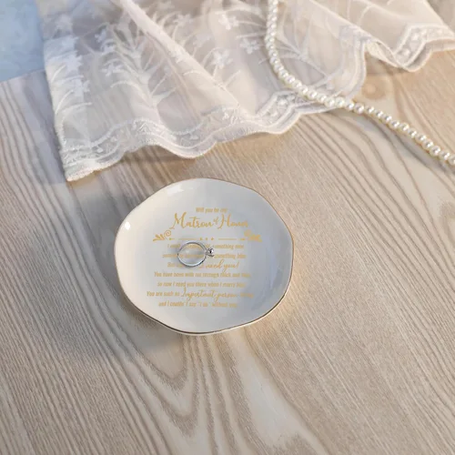 Miniatura 2 de HOME SMILE Plato para anillos de Matron Of Honor Will You Be My Matron Of Honor Bandeja de plato para joyas, regalos de dama de honor y despedida
