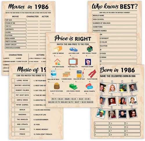 Miniatura 20 de QUPT Juegos de Fiesta de 30 Cumpleaños, Conjunto de 2 Actividades para 15 Invitados, Paquete de Juegos Nacidos en 1996, Suministros de Fiesta