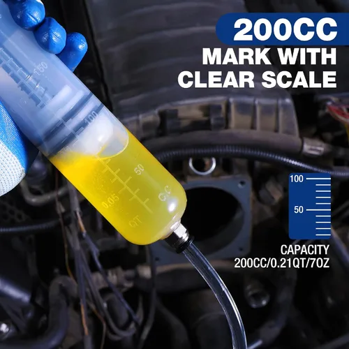 Miniatura 7 de WORKPRO Extractor de fluido manual de 200 cc, bomba de succión de jeringa de aceite multiusos, bomba de extracción y llenado manual, Jeringa
