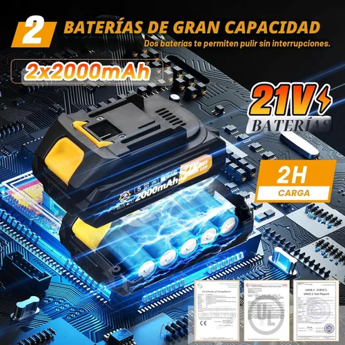 Miniatura 3 de Kit de pulidor inalámbrico para automóvil [2 baterías de 2000 mAh 21 V y 18 accesorios] Diseño orbital de 6 velocidades, pantalla LED, herramienta