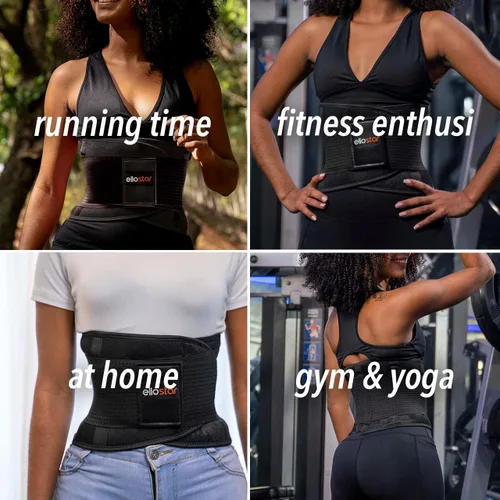 Miniatura 3 de ellostar Entrenador de cintura para mujer: banda de sudor para grasa del vientre, control de abdomen, soporte de espalda, faja moldeadora de Negro