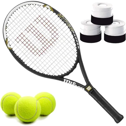 Miniatura 13 de Wilson Hyper Hammer 5.3 110 - Juego o kit de raqueta de tenis recreativa preencordada con overgrips y una lata de pelotas de tenis reguladoras