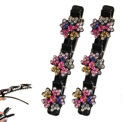 Pinzas de pelo trenzadas para mujeres y niñas, 2025 nuevas pinzas de pelo con piedras de cristal brillantes, pinzas cortas de pico de pato,