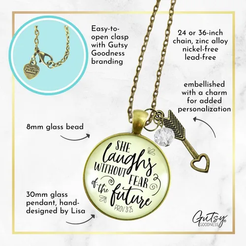 Miniatura 51 de Gutsy Goodness Collar inspirado en la mujer de la fe, colgante hecho a mano con mensaje de esperanza
