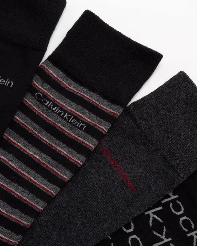 Miniatura 5 de Calvin Klein Calcetines de vestir para hombre - Calcetines estampados de mezcla de algodón (4 pares)