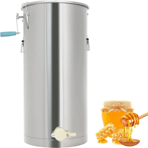 Extractor de miel, separador de miel de 2 marcos, kit de equipo manual de apicultura de acero inoxidable con manivela giratoria para piarios y uso