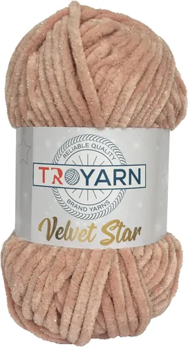 Miniatura 13 de Troyarn Velvet Star (Paquete de 3 Madejas) - Ovillo de felpilla con purpurina plateada para manta de bebé, hilo amigurumi, para ganchillo y tejer
