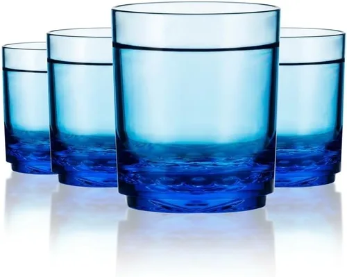 Miniatura 12 de Drinique ELT-TA-BLU-4 Elite - Vasos altos irrompibles de Tritan Highball, 14 onzas (juego de 4), color azul