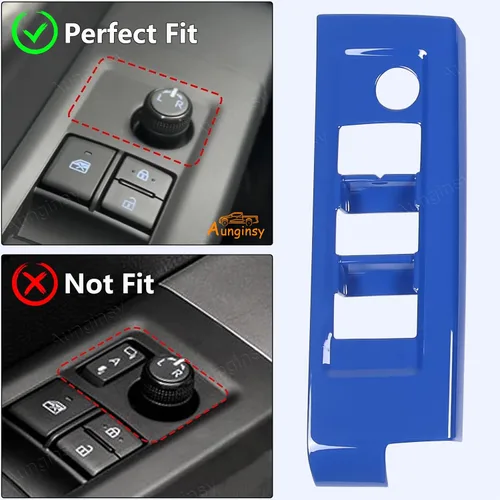 Miniatura 2 de Aunginsy Cubierta de Panel de Moldura de Botón de Elevación de Vidrio para Puerta de Automóvil Compatible con Toyota Tundra/Sequoia 2022-2025