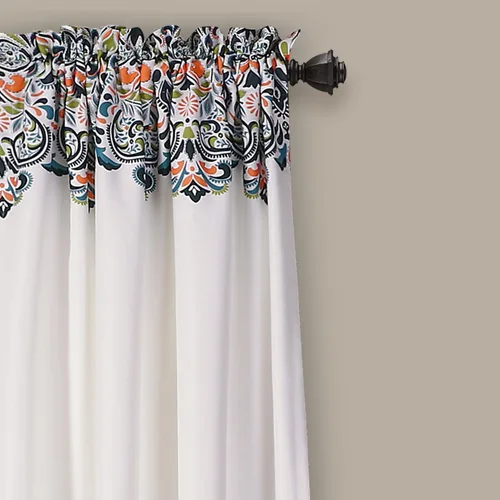Miniatura 2 de Lush Decor Clara Curtains - Cortinas con estampado de damasco paisley, estilo bohemio, filtrado de luz, juego de paneles para ventana para sala
