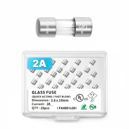 Miniatura 21 de Chanzon (paquete de 10 unidades) con certificación UL de 0.142x0.394 in 0.5A 250V/125V 0.5 Amp F500mAL AGC fusibles de vidrio de soplado rápido