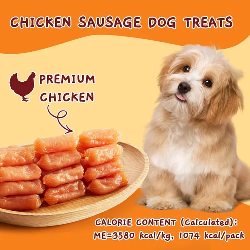 Miniatura 6 de Jungle Calling Golosinas suaves para perros con salchicha de pollo, carne seca de pollo tierna para perros pequeños y medianos, sin granos, con alto