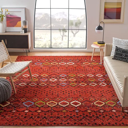 Miniatura 12 de SAFAVIEH Amsterdam Collection Alfombra Decorativa - 2.3 pies x 4 pies, Negro & Multi, Diseño Marroquí Bohemio, Sin Desprendimiento y Fácil Cuidado