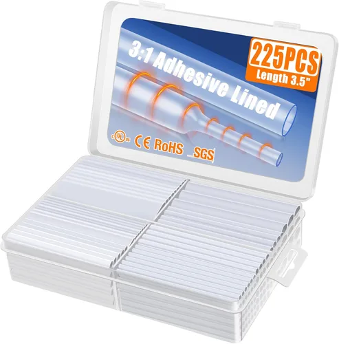 Miniatura 42 de XHF Tubo termorretráctil blanco impermeable de 1/4 de pulgada 3:1 con certificación UL, 20 pies, cable de alambre de grado marino, sellado