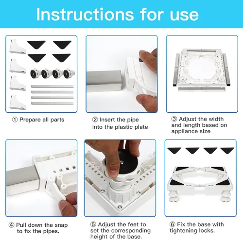 Miniatura 6 de Nefish Soporte para Mini Refrigerador Ajustable Soporte para Refrigerador con 4 Pies Resistentes Base Universal para Electrodomésticos Soporte