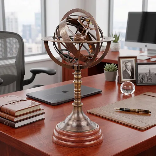 Miniatura 2 de Nagina International Globo de esfera armilar de 19.9 pulgadas de latón antiguo Decoración del hogar y pieza central de mesa Esfera armilar