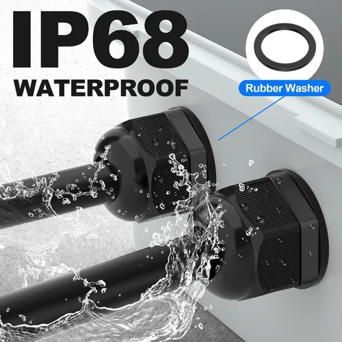 Miniatura 4 de Joinfworld Kit de 72 prensaestopas impermeables con alivio de tensión, conector de cordón con agarre resistente a la intemperie, paso de cable PG7