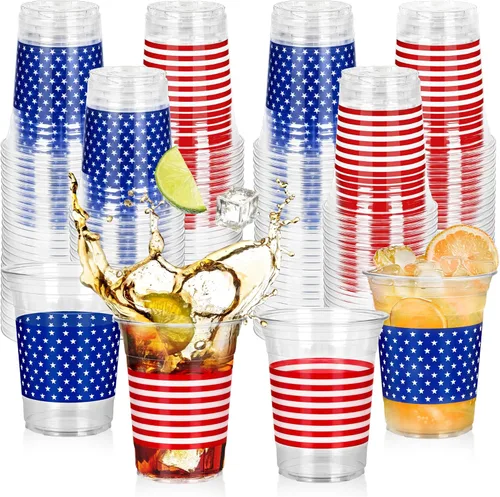 Miniatura 8 de 50 piezas de vasos del 4 de julio, vasos de plástico patrióticos de 16 oz para decoraciones del 4 de julio, recuerdos de fiesta patrióticos, vaso