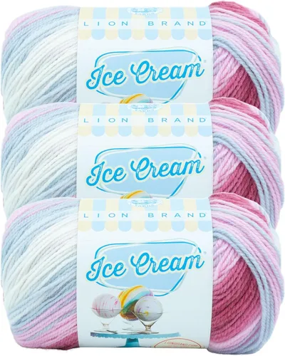 Miniatura 15 de Lion Brand Yarn, Hilo para Bebé Ice Cream para tejer, ganchillo y manualidades, Baseball Nut, 1 paquete, fibra acrílica colorida de peso DK