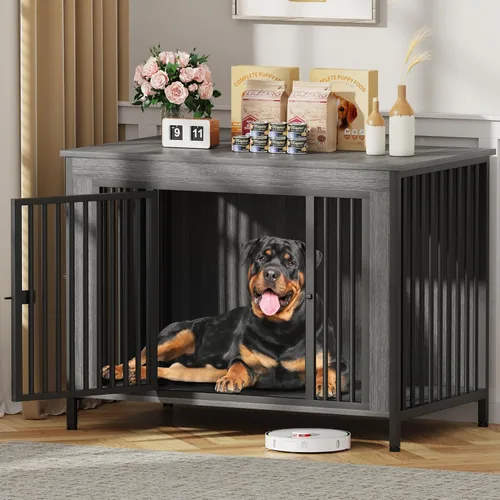 Miniatura 23 de EasyCom Mueble de jaula para perros para 1 o 2 perros, jaulas resistentes para perros individuales/dobles para perros pequeños, medianos y grandes