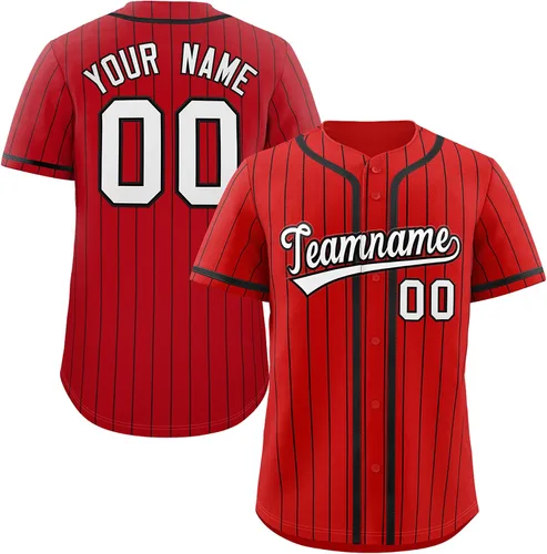 Miniatura 26 de Camiseta de béisbol de rayas finas personalizada hipster hip hop, camisetas deportivas con nombre y número del equipo personalizado para hombres