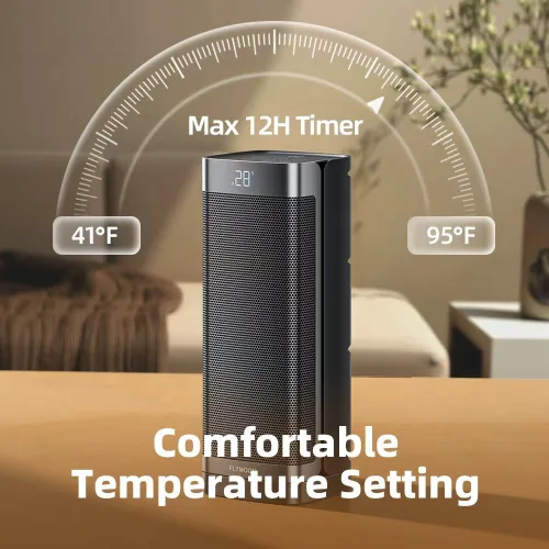 Miniatura 4 de Flymoon Calentador de espacio para uso en interiores, calentador portátil de 1500 W con control remoto, protección contra sobrecalentamiento