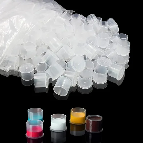 Miniatura 9 de Tapas de tinta para tatuajes – 300 tazas de tinta de tatuaje con base de tamaño mixto #11, tamaño pequeño #14, mediano #17, tapas grandes