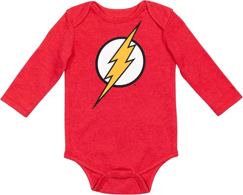 Miniatura 2 de WARNER BROS. Liga de la Justicia Superman Batman Flash Baby, paquete de 3 mamelucos de manga larga
